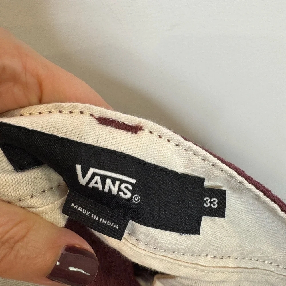 New Vans Burgundy Micro Dazed Cargo corduroy Pants size 33 - Picture 7 of 8